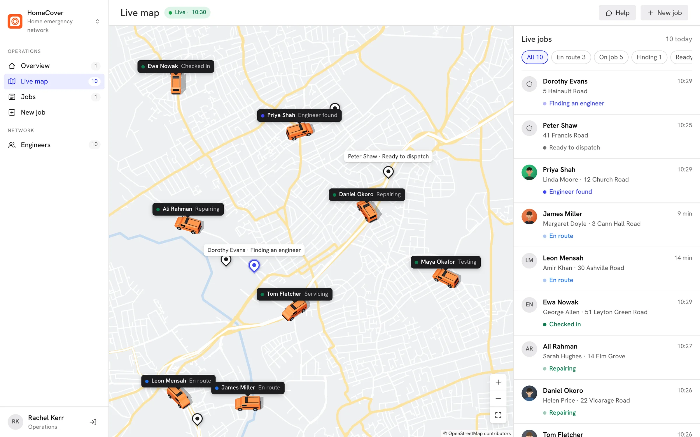 The partner dashboard live map