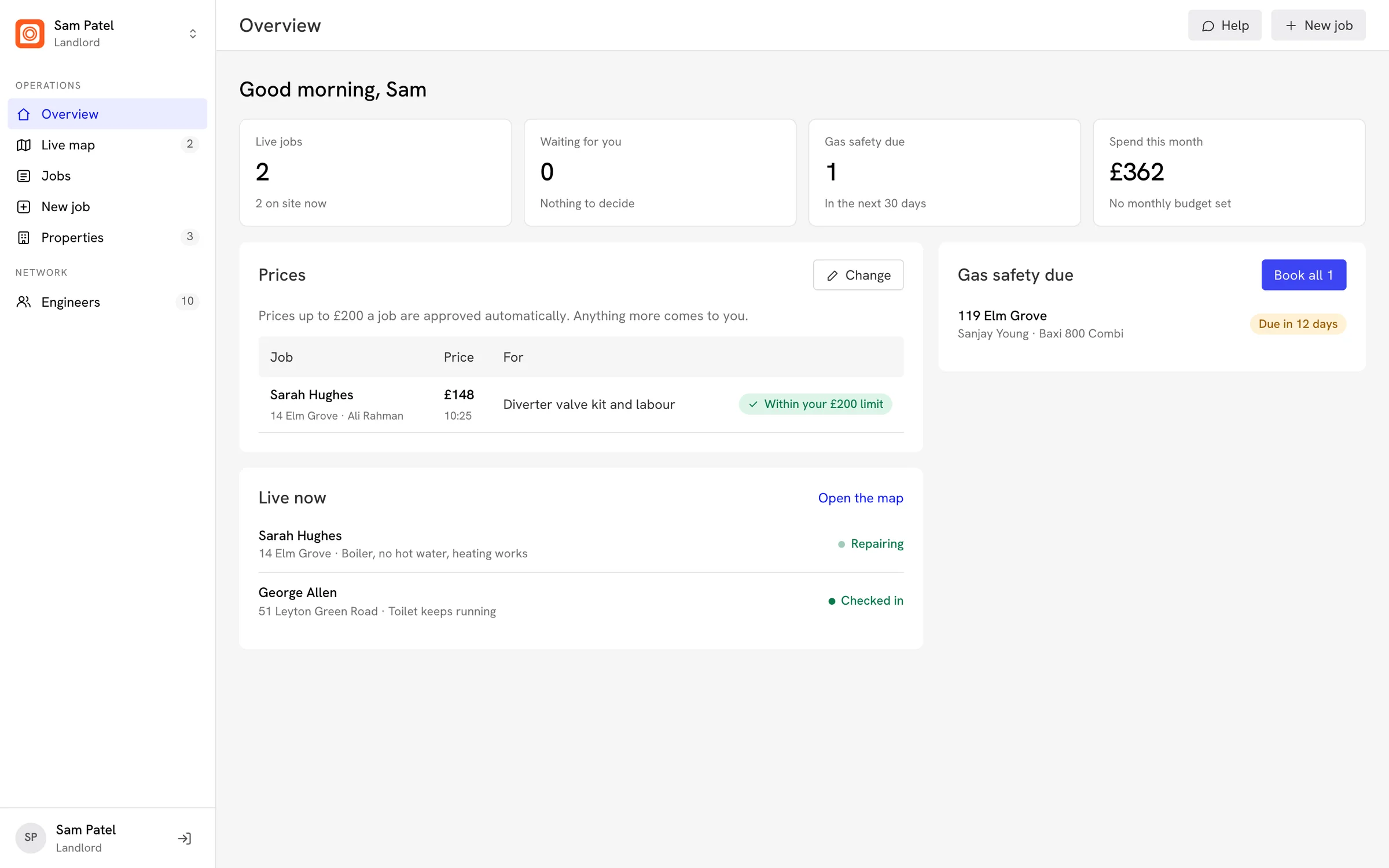 The dashboard for landlords and letting agents