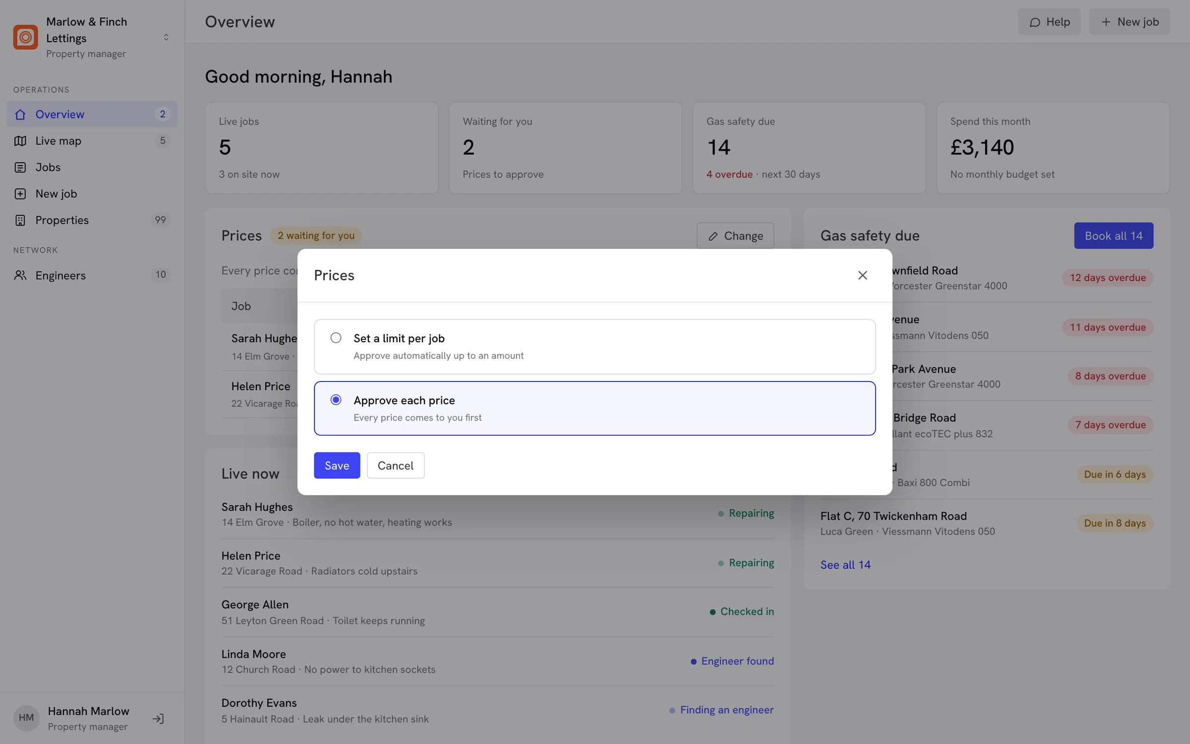 Setting the spend limit for every job