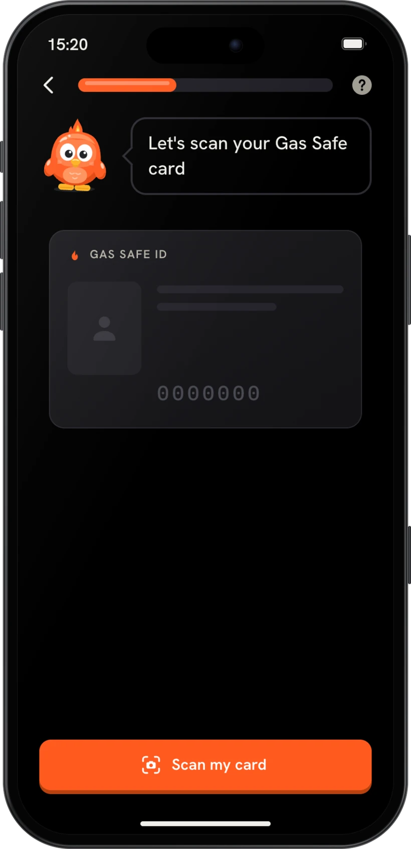 Scanning a Gas Safe card