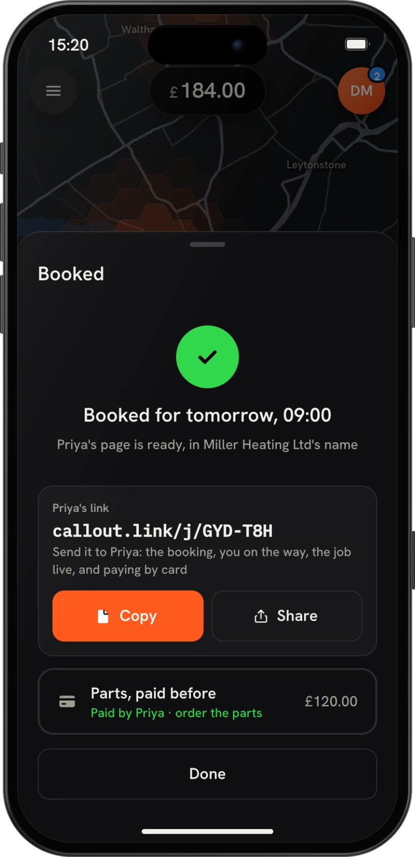 One of your own customers, booked