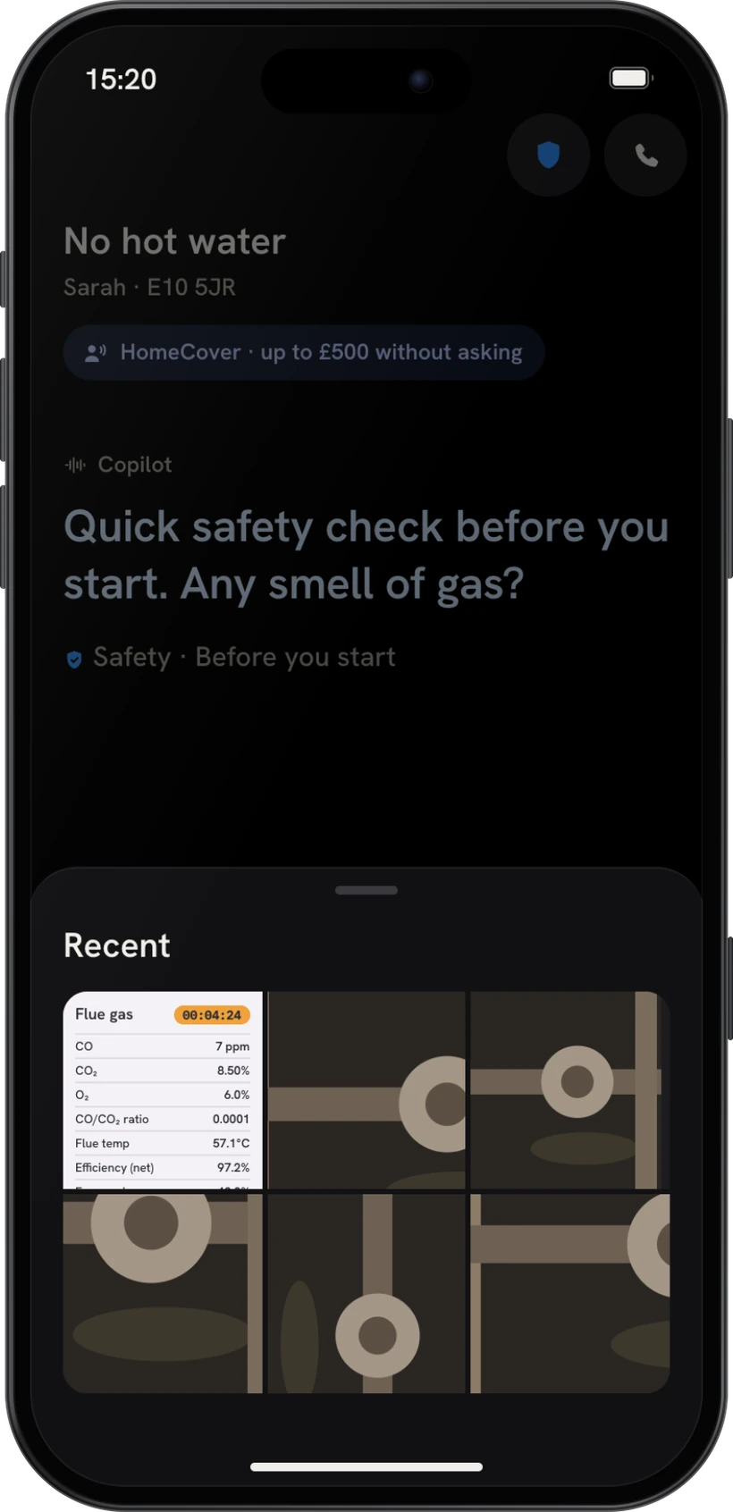 An analyser screenshot picked from the camera roll