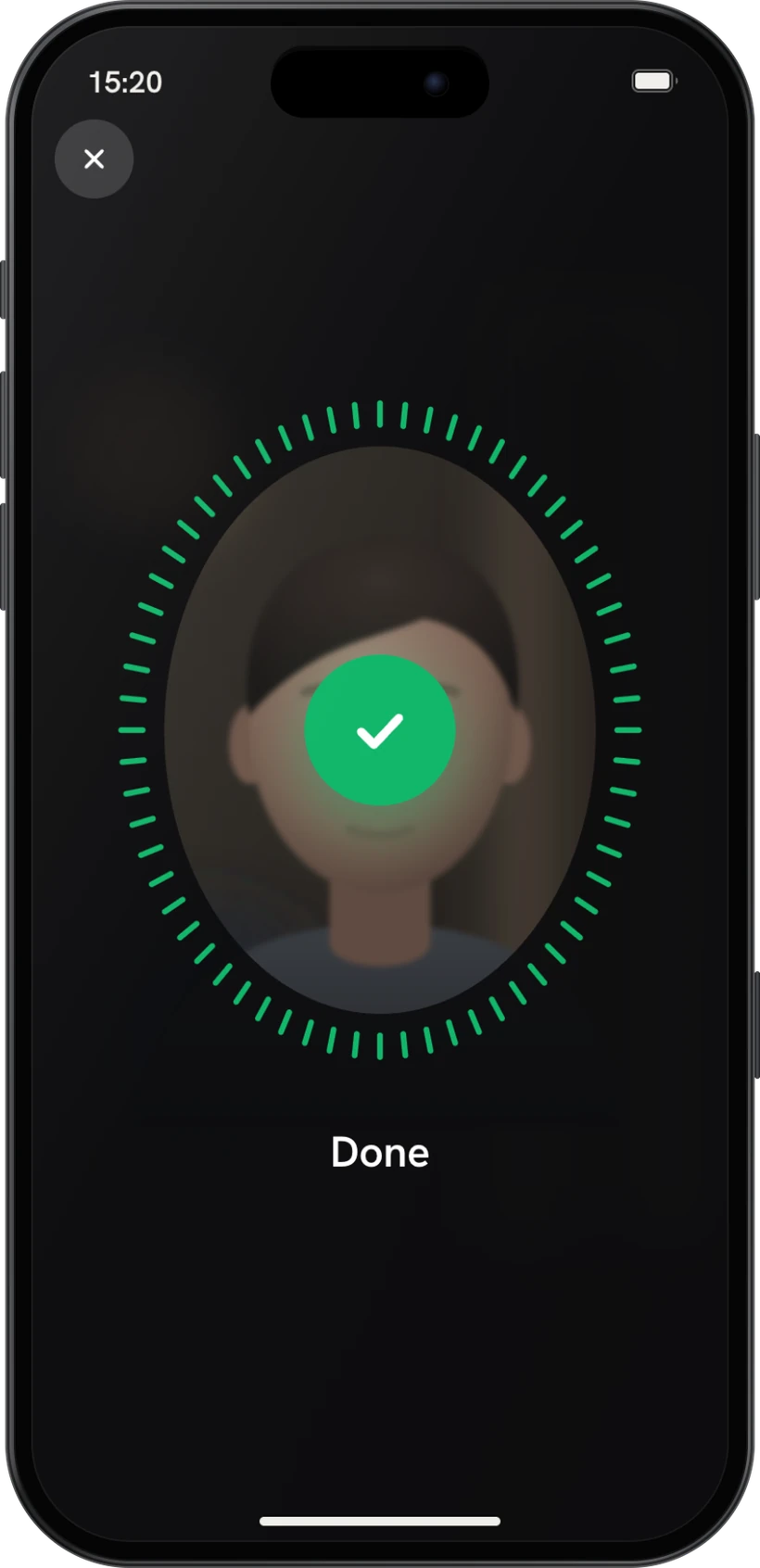 A live selfie matched to the ID